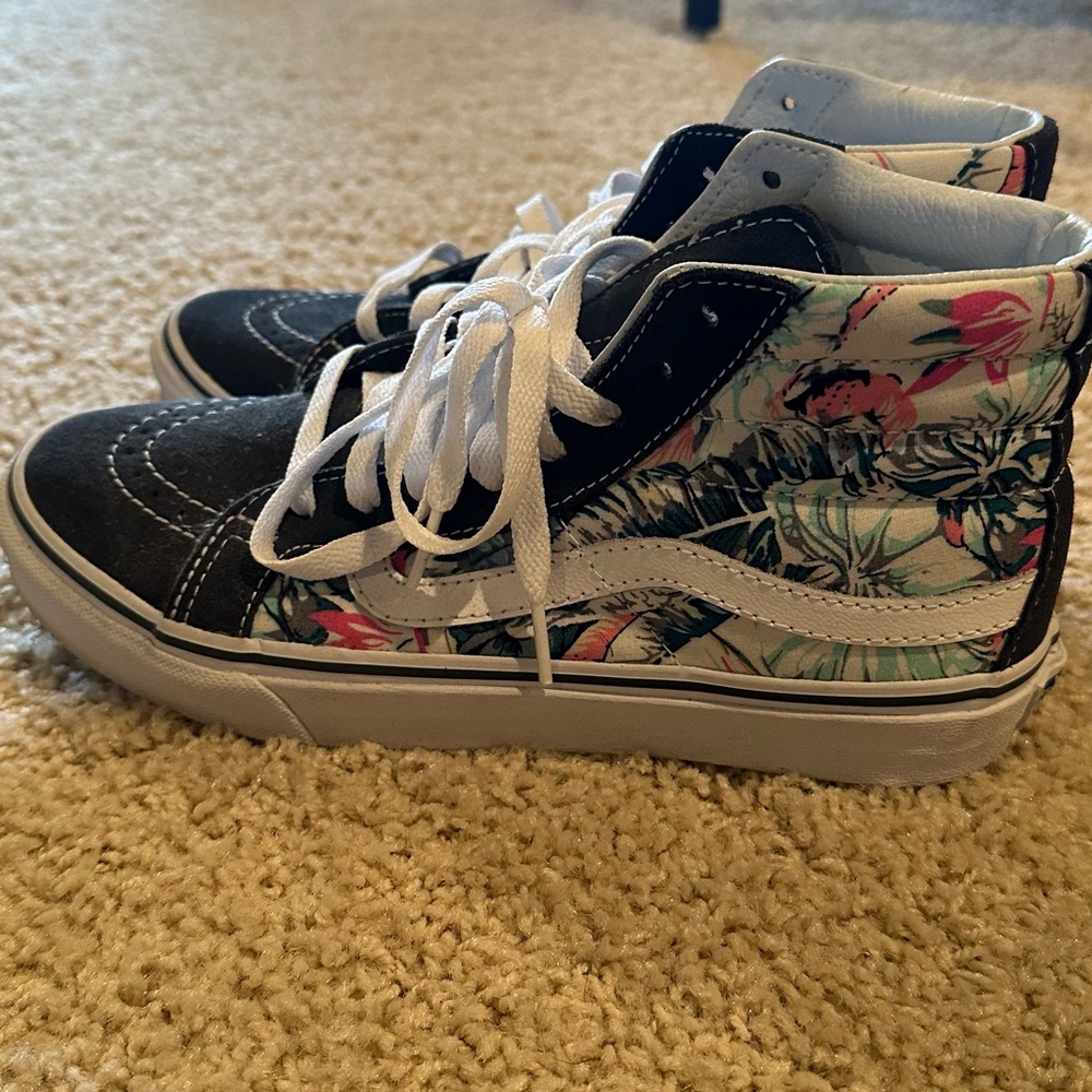 Vans High-Top Sneakers - Navy and Floral Print